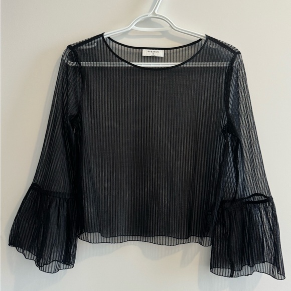 Aritzia Babaton Humbert Blouse Black Mesh Top Size XS Shell - Picture 1 of 9